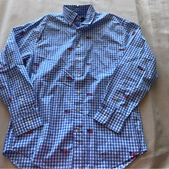 Vineyard Vines Blue and Red Gingham Shirt - Picture 9 of 9